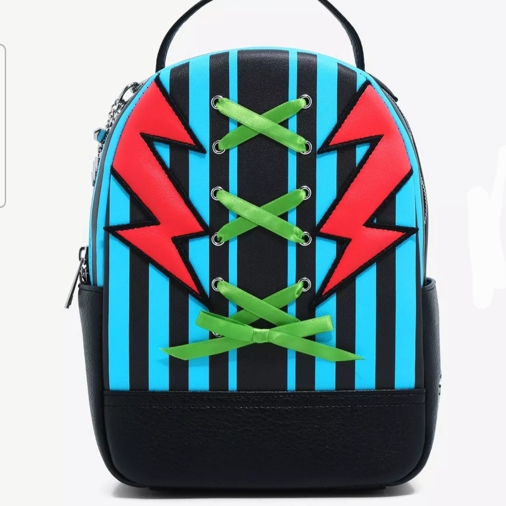 🀄♡Monster High Frankie Stein Lightning Stripe Mini Backpack